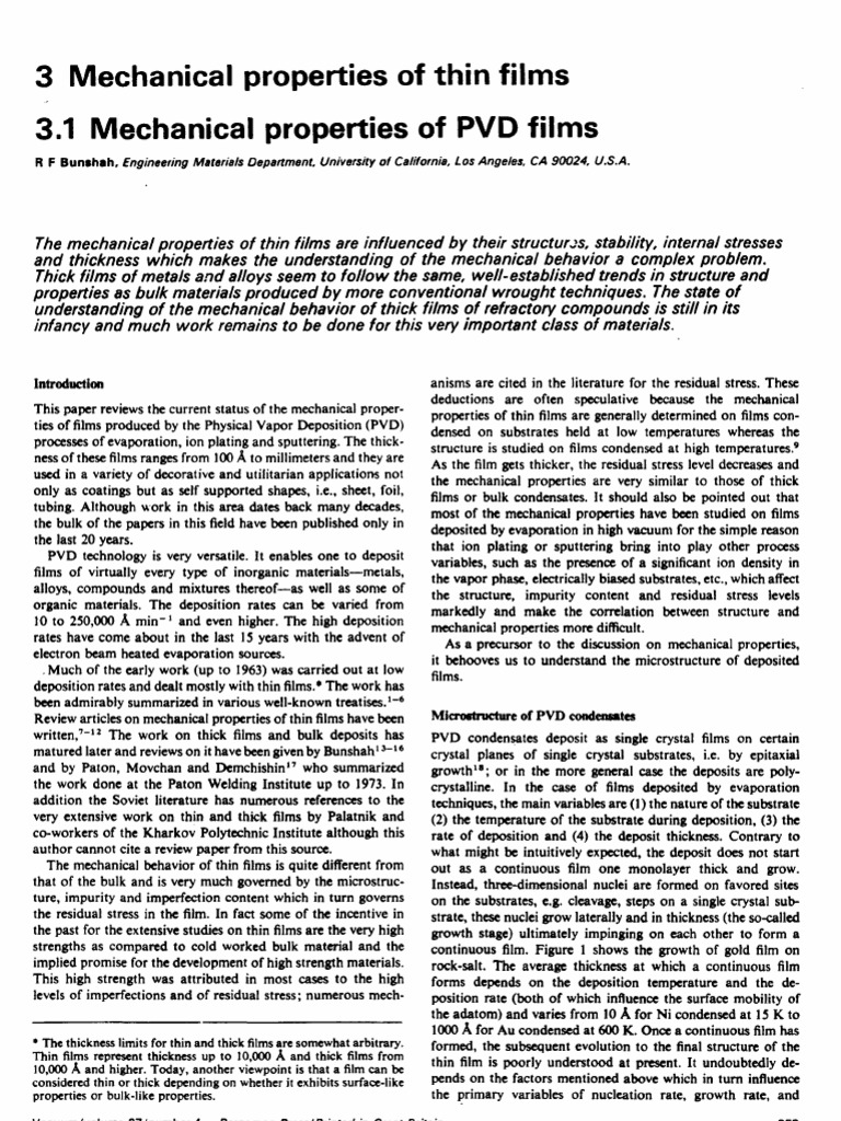 Mechanical Properties of PVD Films | PDF | Fracture | Plasticity (Physics)