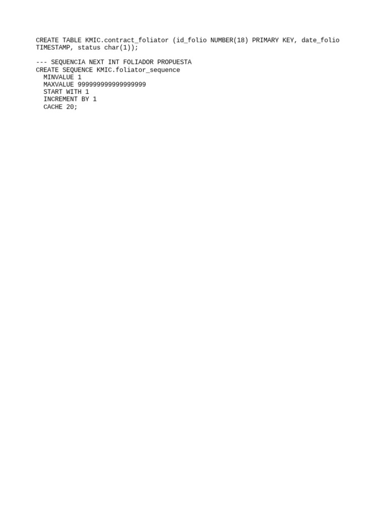 SQL Table and Sequence Creation Guide | PDF