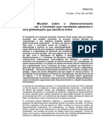 Cimeira Mundial Sobre o Desenvolvimento Sustent Vel A Comiss o Quer Resultados Palp Veis e Uma Globaliza o Que Beneficie Todos