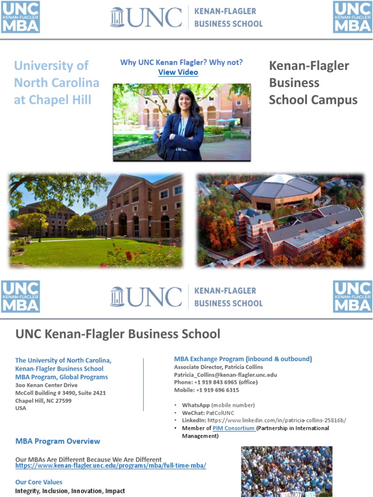 UNC KenanFlagler MBA Exchange Program Overview PDF Cost Of Living