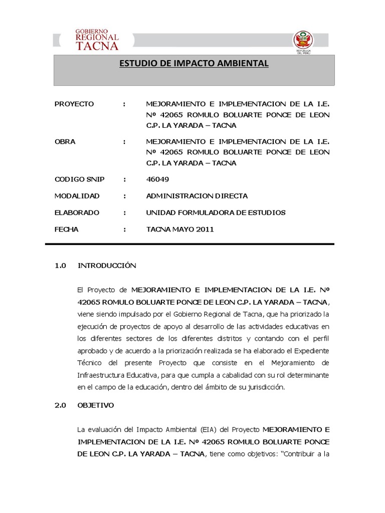 01 Estudio de Impacto Ambiental | PDF | Entorno natural | Agua