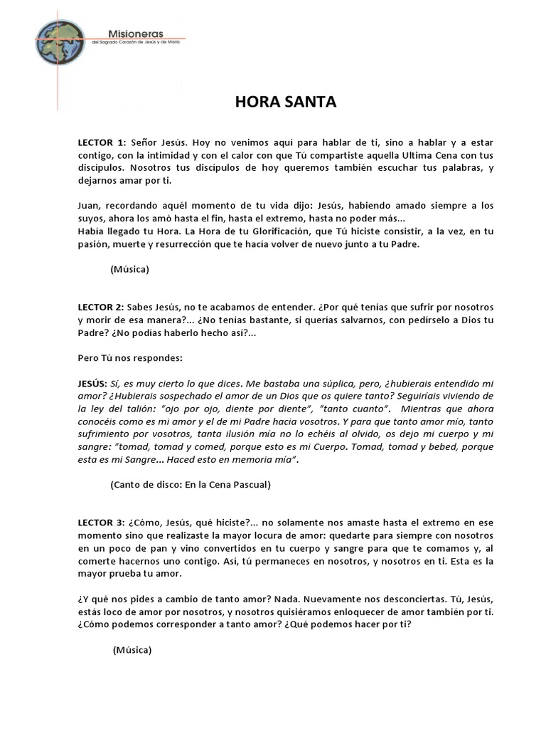 HORA SANTA | PDF | Amor | Jesús