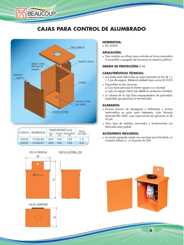 Cajas de Control para Alumbrado Público | PDF | Materiales | Sector ...