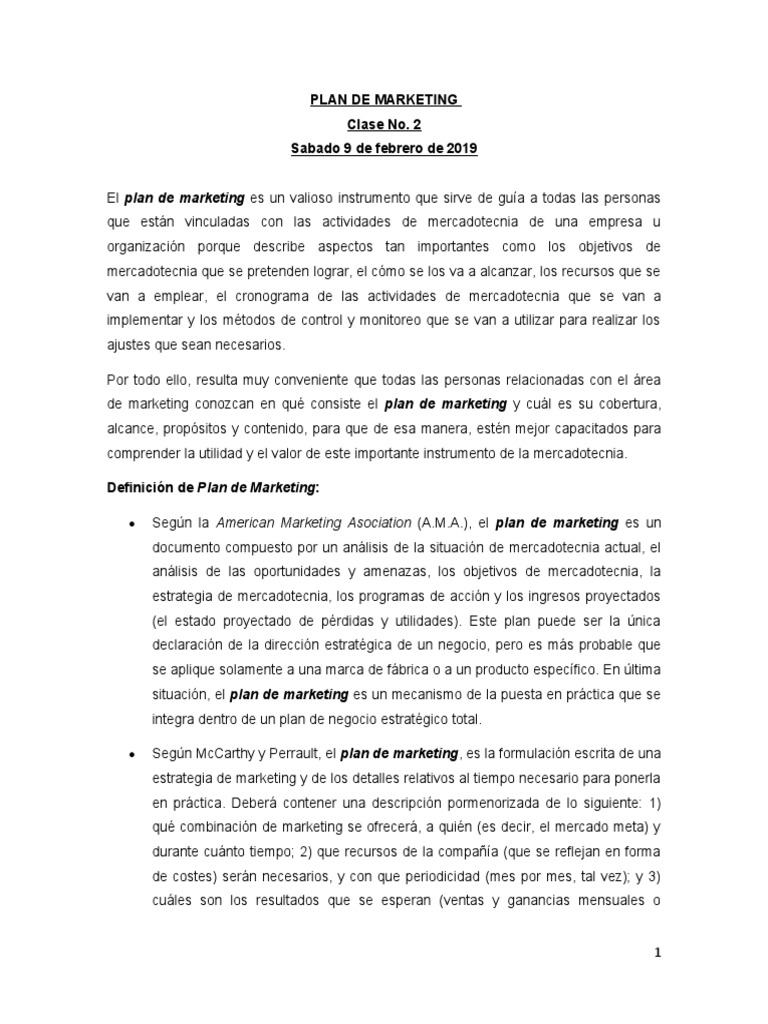 El Plan de Marketing | PDF | Marketing | Planificación estratégica