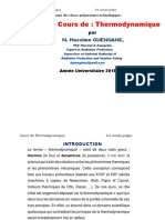 Notes de Cours De: Thermodynamique: M. Hassime GUENGANE