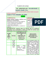 Cuaderno de Campo DEL 27 AL 1 DE OCTUBRE