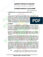 "Municipalidad Distrital de Imperial": Resolución de Gerencia Municipal #033-2019-Gm/Mdi