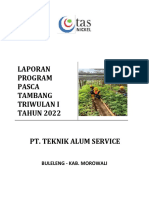 Laporan Program Pasca Tambang Triwulan I TAHUN 2022: Buleleng - Kab. Morowali