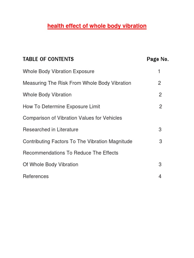 Health Effect of Whole Body Vibration | PDF | Nature
