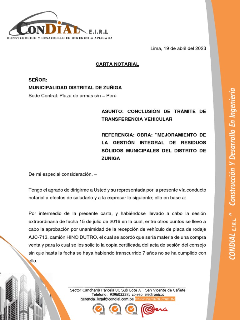 Solicitud de Transferencia Vehicular Zúñiga | PDF | Negocios | Derecho