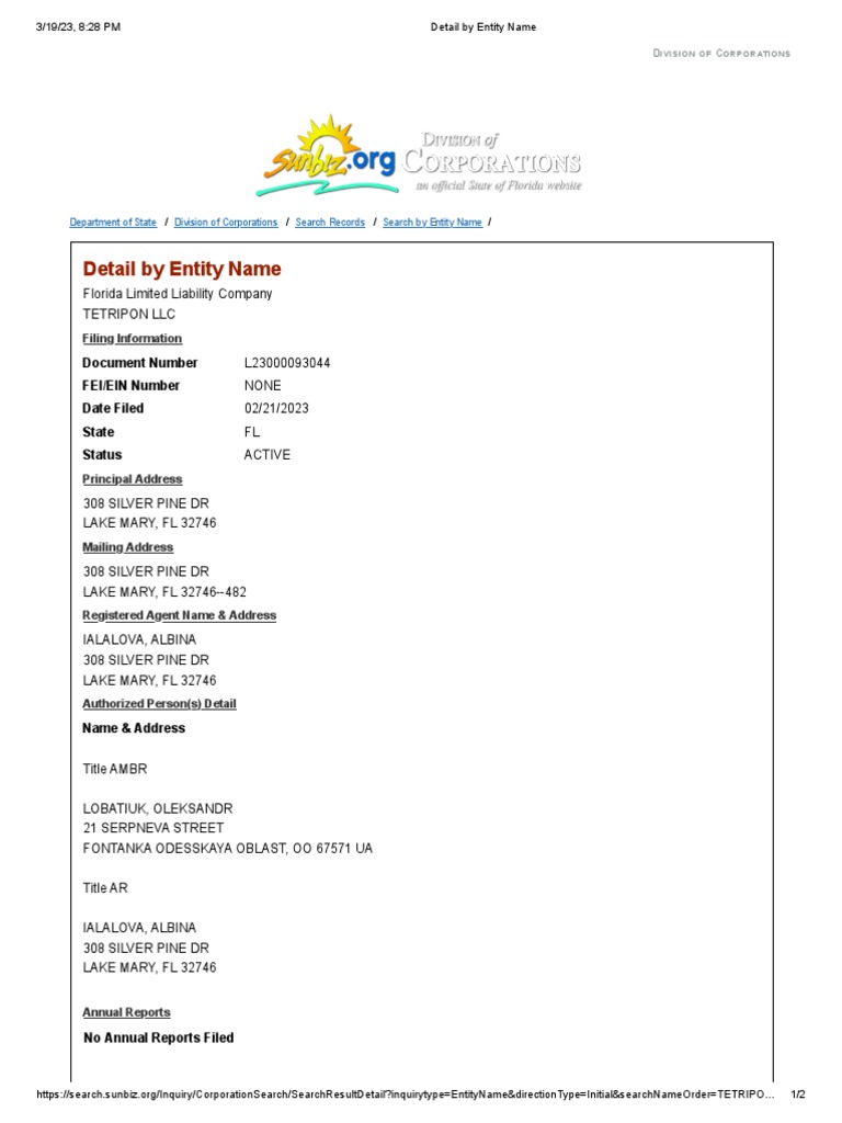 Sunbiz Search By Entity Name
