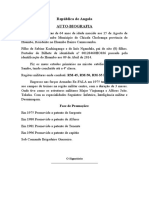 República de Angola Auto-Biografia: Angelino Lucas de 64 Anos de Idade Nascido Aos 15 de Agosto de