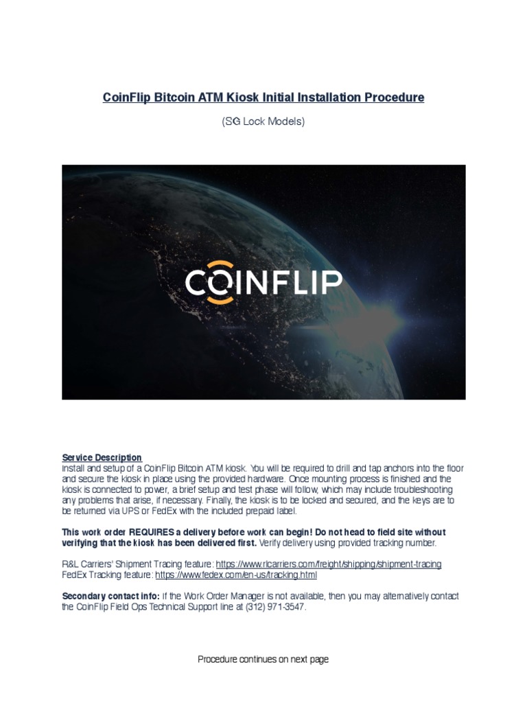 CoinFlip Bitcoin ATM Kiosk Initial Installation Procedure SG | PDF |  Automated Teller Machine | Drill