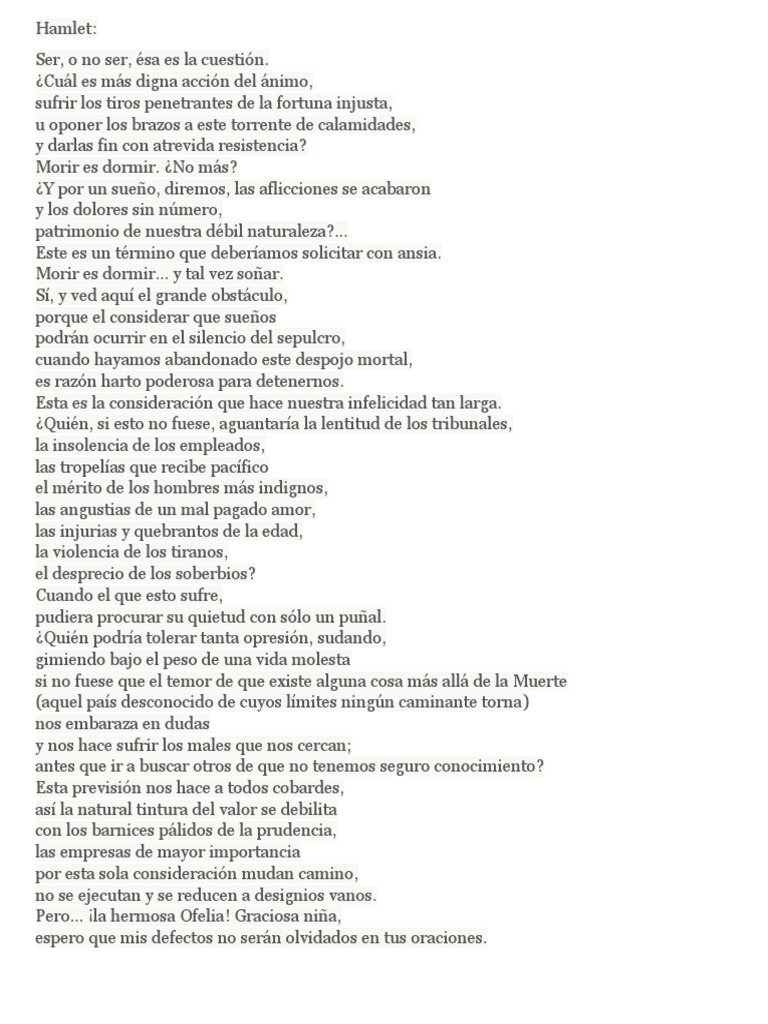 Hamlet - Monologo | PDF