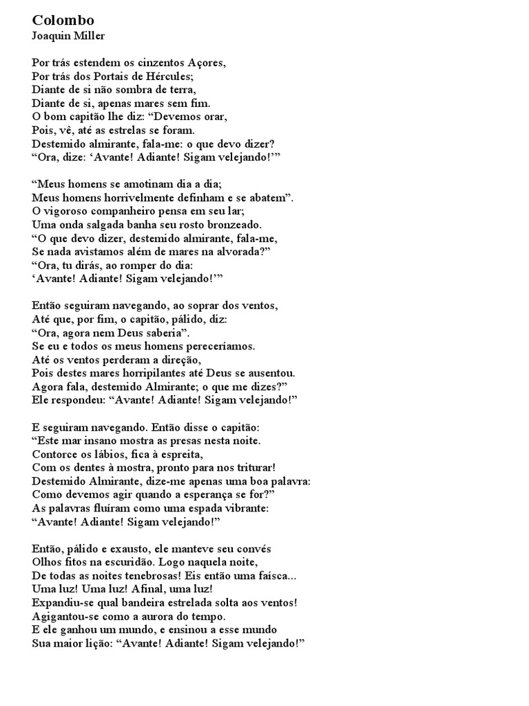 Columbus Joaquin Miller (TRADUÇÃO) PDF