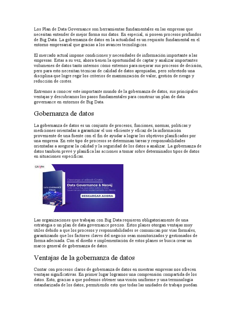 Plan de Gobernanza de Datos en Big Data | PDF | Big Data | Business