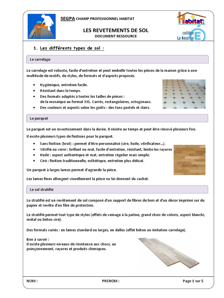 Types de revêtements de sol intérieur | PDF | Sols | Matériaux