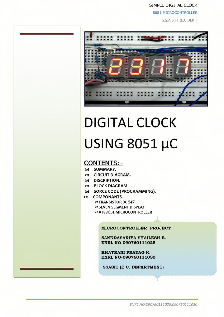 8051 Based Simple Digital Clock | PDF
