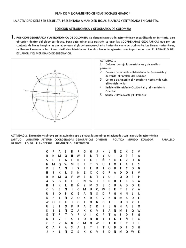 Actividades de Sociales Grado 4 | PDF