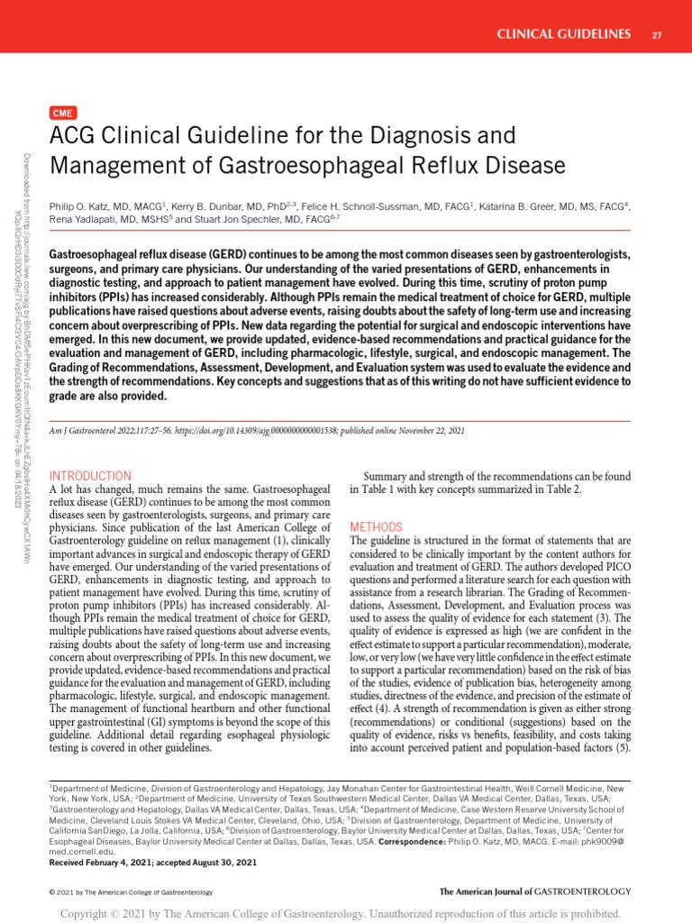 ACG Clinical Guideline For The Diagnosis and Management of ...