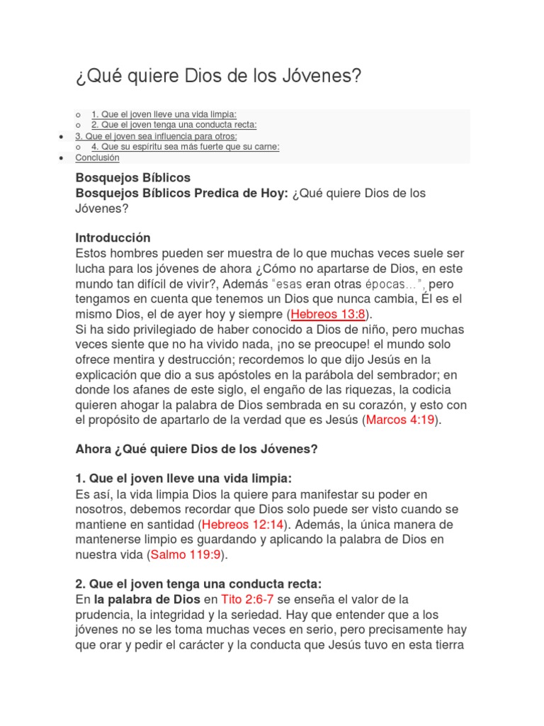 Lo que Dios espera de los jóvenes | PDF | Oración | Jesús
