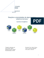 Reações e Propriedades de Alguns Metais Alcalinos Terrosos