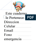 Este Cuaderno Le Pertenece A Direccion Celular Email Fono Emergencia