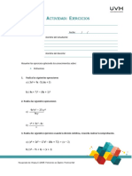 Ctividad Jercicios: Fecha: / / Nombre Del Estudiante