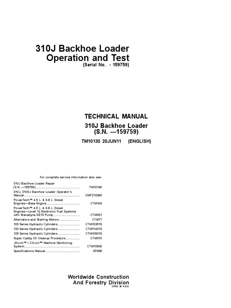 310J Backhoe Loader Operation and Test | PDF