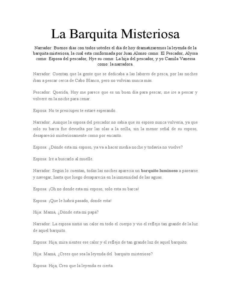 La Barquita Misterioso Guion) para Exposicicon PDF