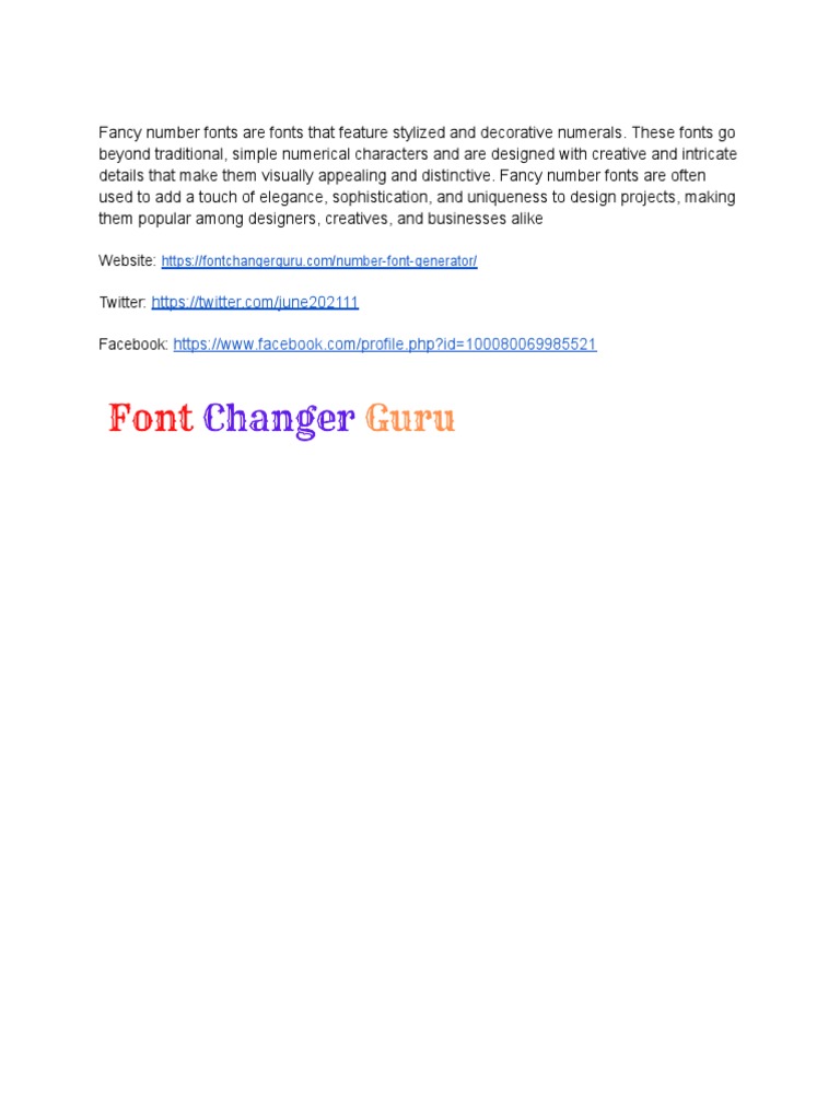 Fancy Number Fonts | PDF