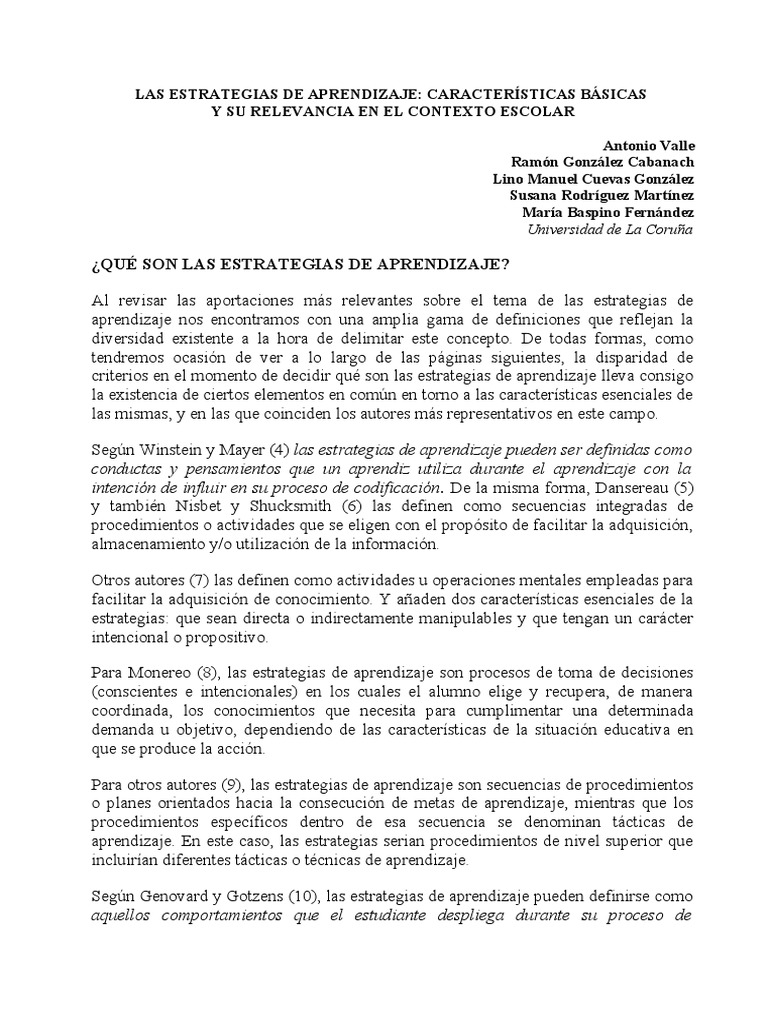 Estrategias de Aprendizaje en Educación | PDF | Crecimiento personal y ...