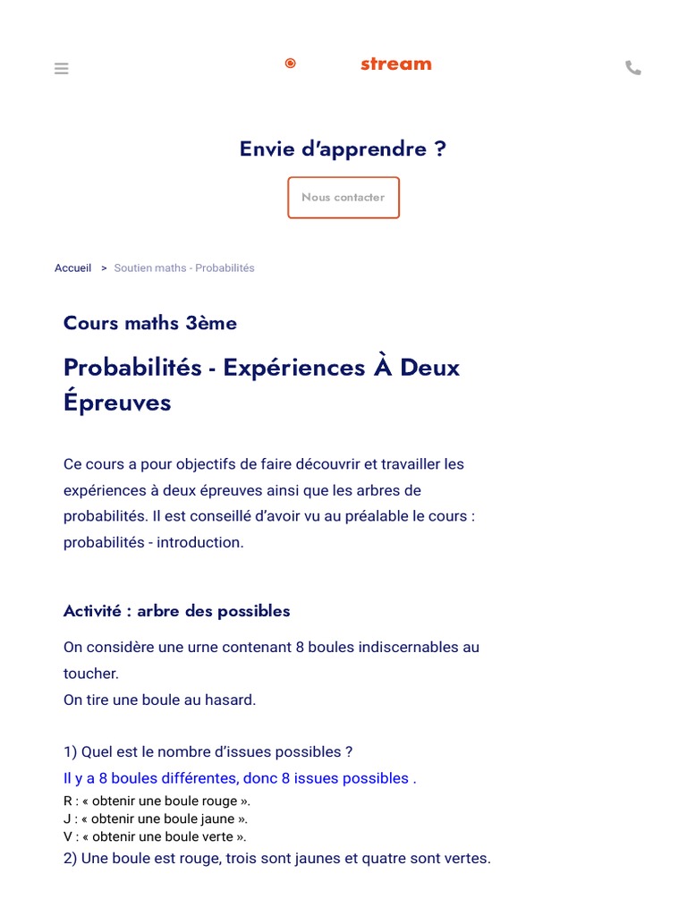 Probabilit s exp riences deux preuves cours maths 3 me tout