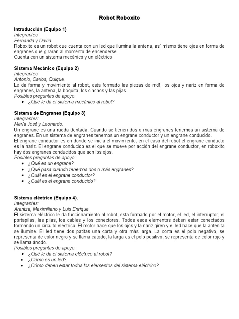 Sistema eléctrico del robot Roboxito | PDF | Ciencia y matemáticas ...