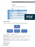 Recursos y organigrama para producción helado