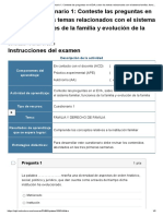 Examen - (AAB01) Cuestionario 1 - Conteste Las Preguntas en El EVA, Sobre Los Temas Relacionados Con El Sistema Familiar, Funciones de La Familia y Evolución de La Familia