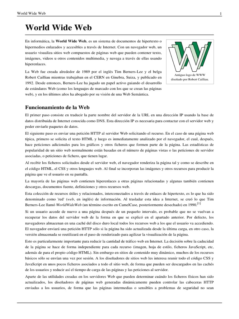 Historia y funcionamiento de la Web | PDF | Red mundial | Internet y web