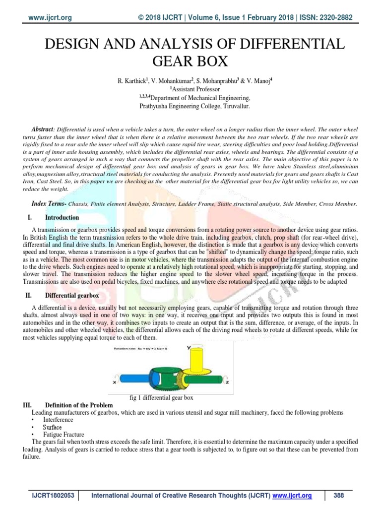 Differential Gear Box PDF Axle Young's Modulus