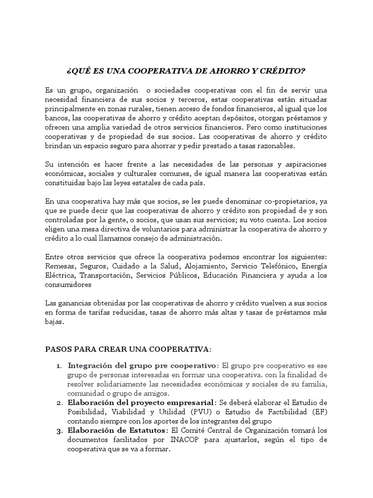 Guía para Crear una Cooperativa de Ahorro | PDF | Cooperativa | Ahorro