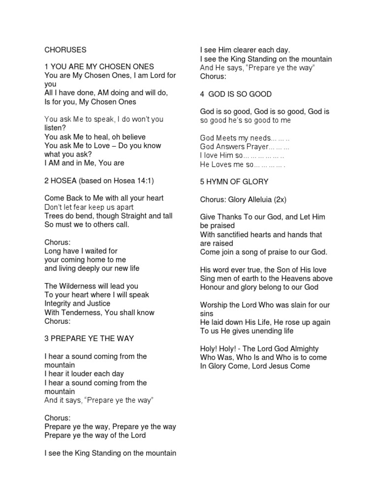 CHORUSES OF PRAISE AND WORSHIP | PDF | Glory (Religion) | Jesus
