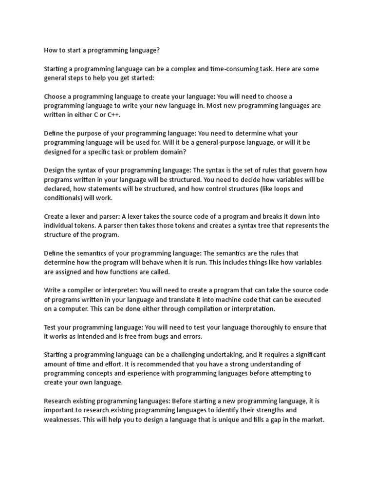 How To Start A Programming Language | PDF | Programming Language ...