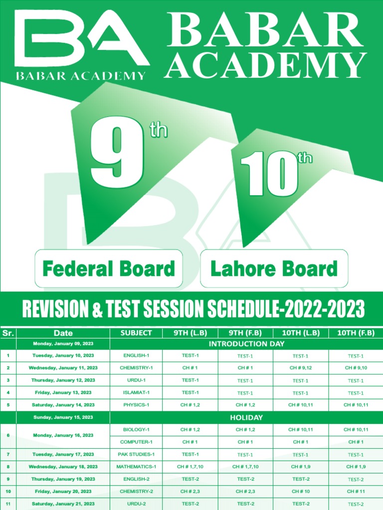 Exam Schedule for 9th & 10th Graders | PDF | Grammatical Tense | Syntax