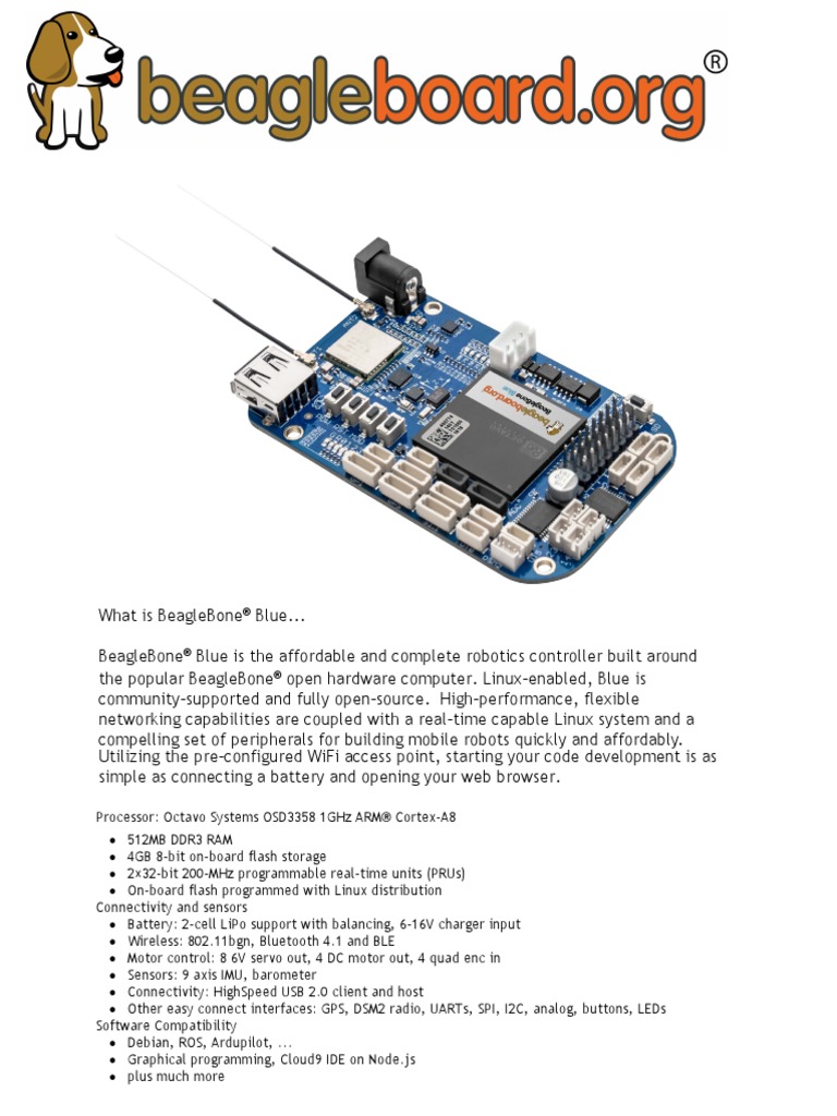 BeagleBone Blue PDF Usb Microcontroller