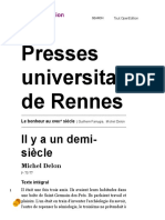 Le Bonheur Au Xviiie Siècle - Il y A Un Demi-Siècle Michel Delon Presses Universitaires de Rennes