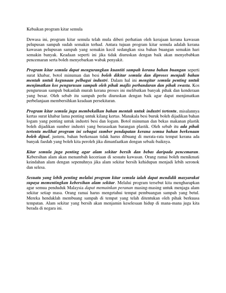 Kebaikan Program Kitar Semula
