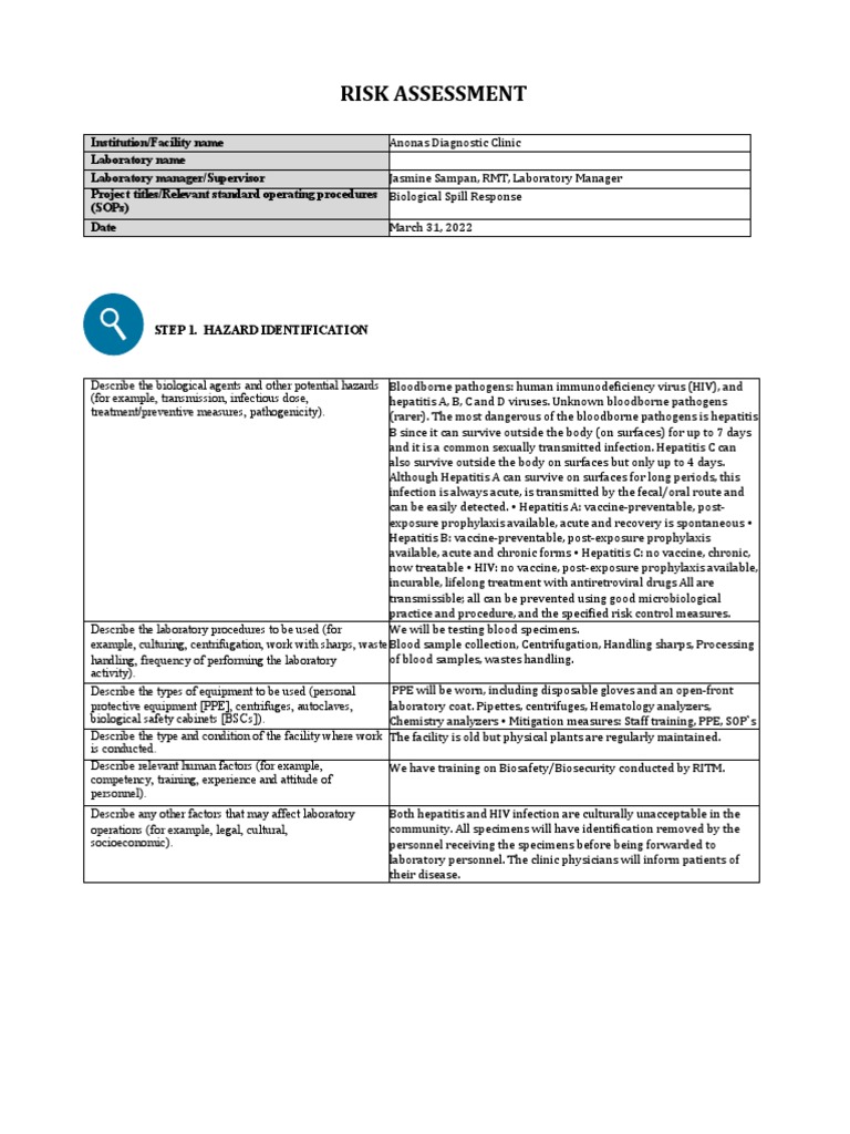 Hepatitis B Risk Assessment Template | PDF | Hepatitis | Infection