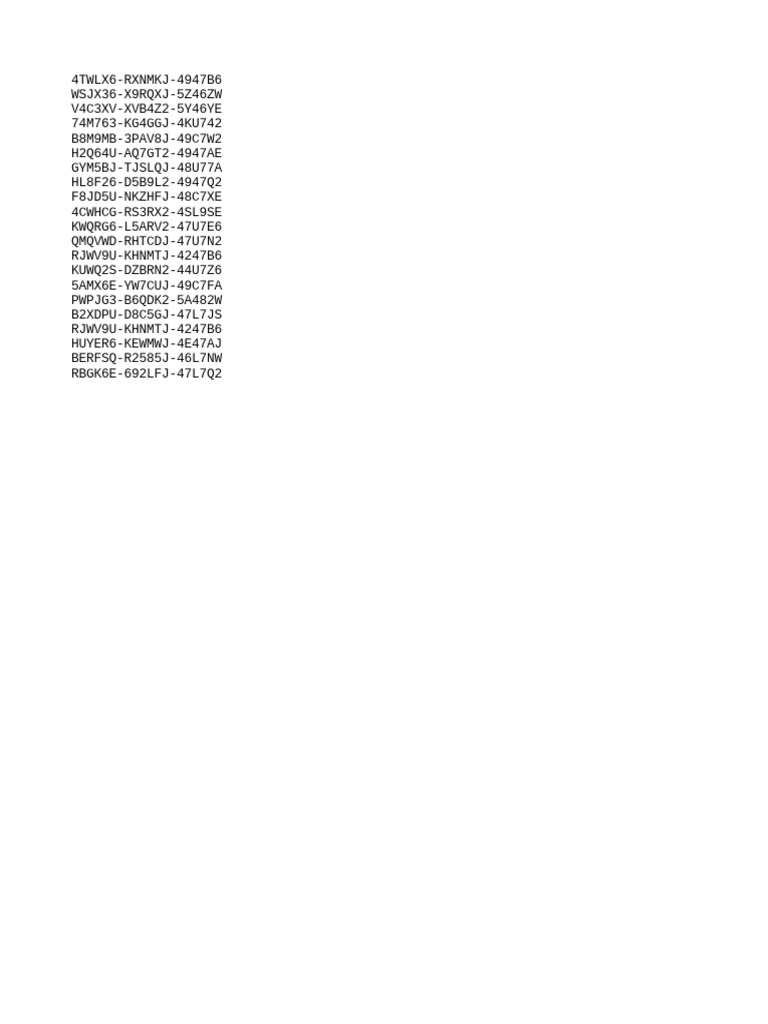 Unique Code List for Reference | PDF