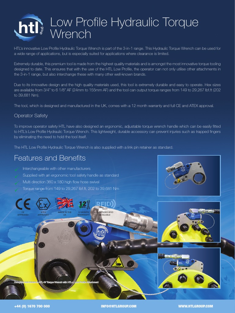 HTL Low Profile Hydraulic Torque Wrench 1.2 PDF Equipment Tools