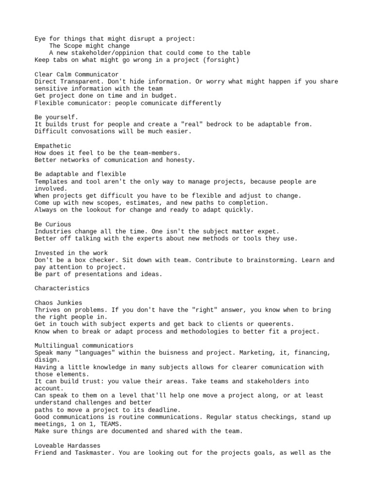 Project management notes pdf