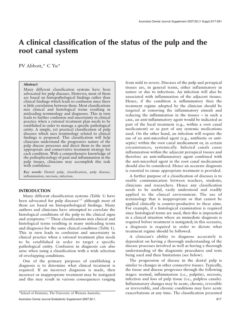 Australian Dental Journal 2008 Abbott A Clinical Classification